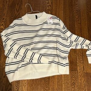 H&M blue and white stripped sweater with tags.